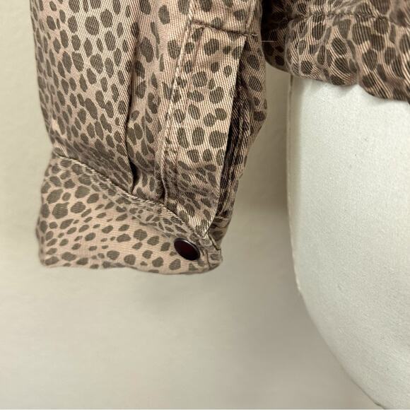 RAILS Tennessee Tawny Spots Brown Tan Linen Blend Cheetah Jacket Womens Size M - Picture 10 of 16
